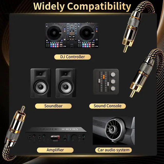 Alt view image 7 of 7 - RCA Splitter 2 Male to 1 Male Cable 5N OFC Nylon Braided RCA Cable