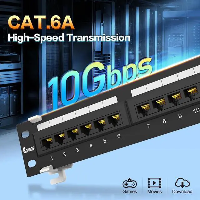 Alt view image 2 of 7 - 12 Port Patch Panel CAT6A Patch Panel(EC Listed) Wall Mount or Rack Mount 10inch Bracket Included and Ethernet Patch Panel Punch Down UTP for Cat6A,Cat6, Cat5e, Cat5 Cabling