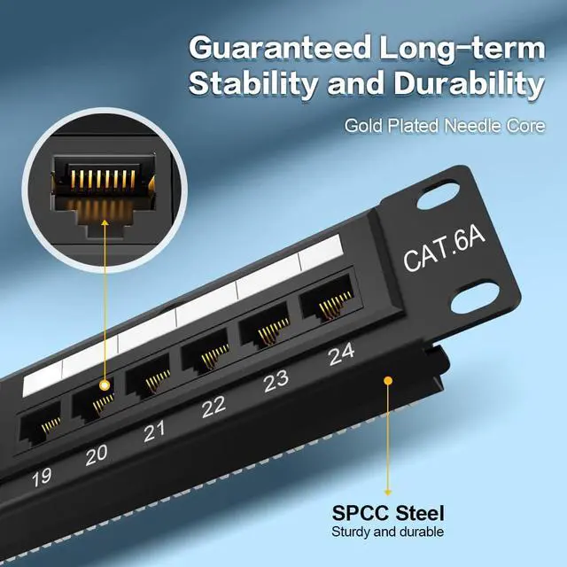 Alt view image 5 of 7 - 12 Port Patch Panel CAT6A Patch Panel(EC Listed) Wall Mount or Rack Mount 10inch Bracket Included and Ethernet Patch Panel Punch Down UTP for Cat6A,Cat6, Cat5e, Cat5 Cabling