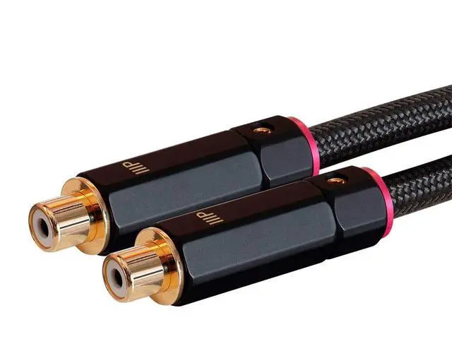Alt view image 3 of 6 - 1-Male to 2-Female RCA Y-Adapter - 1 Feet - Black | Gold Plated Connectors, Double Shielded With Copper Braiding - Onix Series, 12 Inch