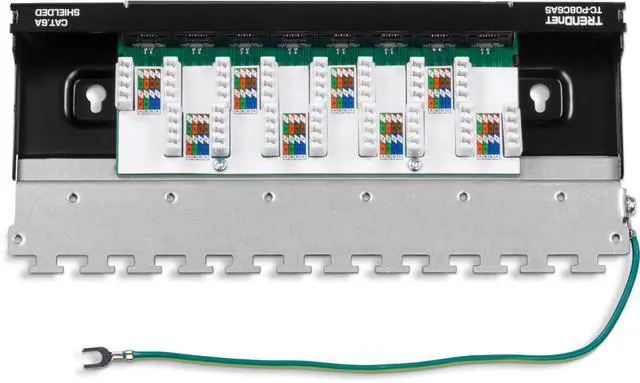 Alt view image 4 of 7 - 8-Port Cat6A Shielded Patch Panel,TC-P08C6AS,Wall Mount Ready