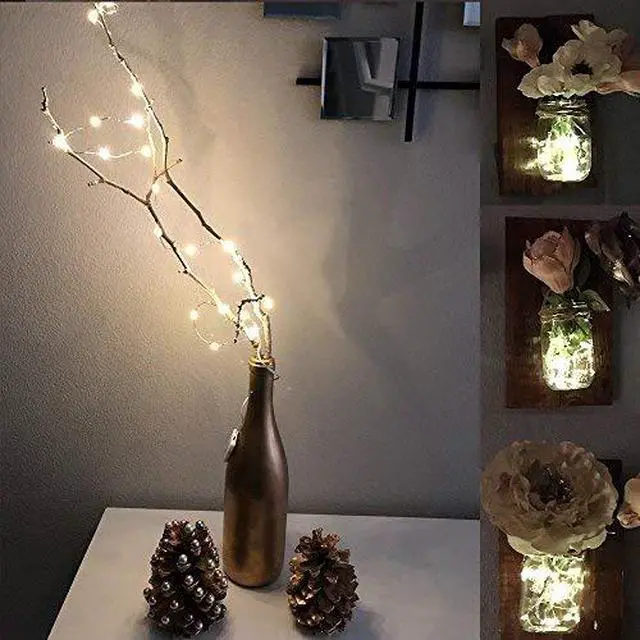 Alt view image 2 of 7 - 6 PCS Fairy Lights LED Starry String Lights with 20 Micro LEDs on 3.3FT/1m Copper Wire, Powered by 2xCR2032(Incl) Batteries, for Wedding Party Holiday Halloween Christmas Decorations, Warm White