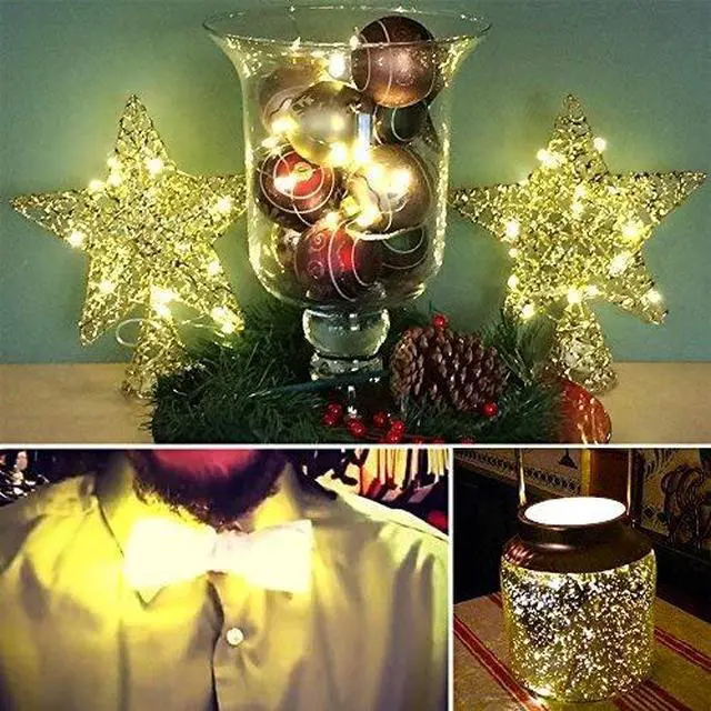 Alt view image 3 of 7 - 6 PCS Fairy Lights LED Starry String Lights with 20 Micro LEDs on 3.3FT/1m Copper Wire, Powered by 2xCR2032(Incl) Batteries, for Wedding Party Holiday Halloween Christmas Decorations, Warm White