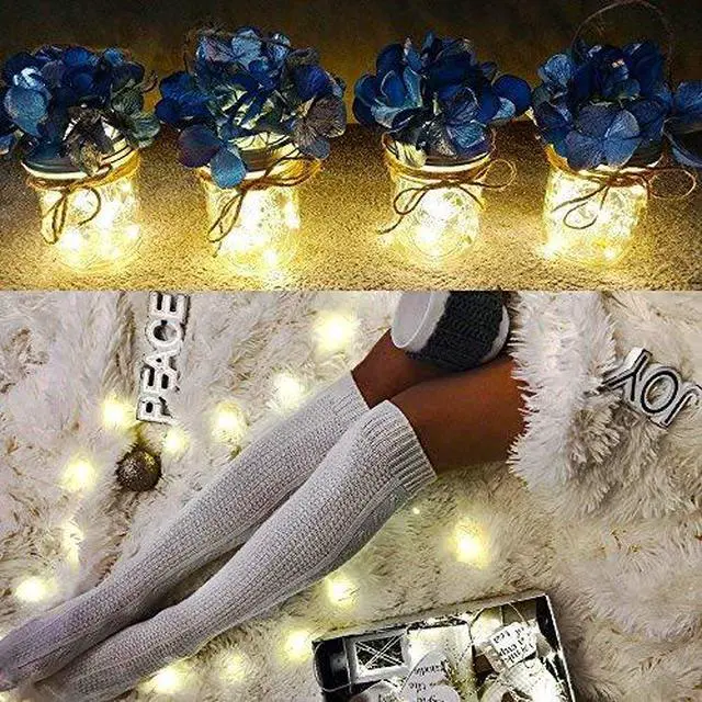 Alt view image 4 of 7 - 6 PCS Fairy Lights LED Starry String Lights with 20 Micro LEDs on 3.3FT/1m Copper Wire, Powered by 2xCR2032(Incl) Batteries, for Wedding Party Holiday Halloween Christmas Decorations, Warm White