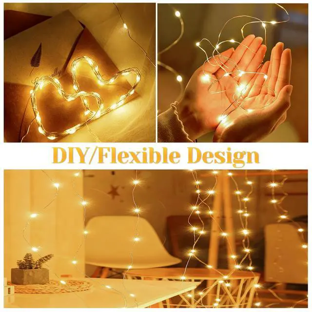 Alt view image 3 of 7 - 200 LED 67Ft Fairy Lights Battery Operated with RemoteWaterproof String Lights for Indoor & Outdoor,8 Modes Christmas Lights for Christmas Tree,Bedroom, Party,Wedding Decor