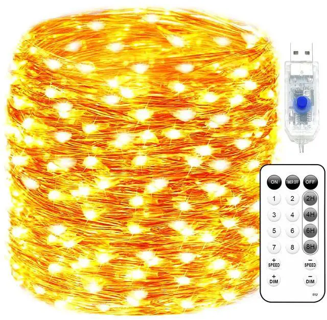 Main image of Fairy Lights Plug in 66FT 200 LED USB Twinkle Lights for Bedroom Copper Wire Lights with Remote and Timer 8 Modes, Waterproof String Lights for Dorm DIY Party Christmas DecorationWarm White
