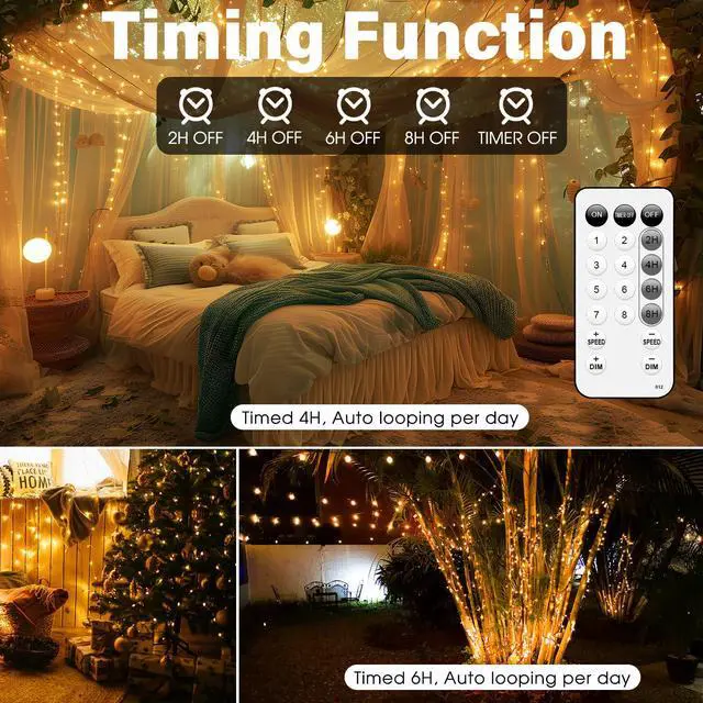 Alt view image 3 of 6 - Fairy Lights Plug in 66FT 200 LED USB Twinkle Lights for Bedroom Copper Wire Lights with Remote and Timer 8 Modes, Waterproof String Lights for Dorm DIY Party Christmas DecorationWarm White