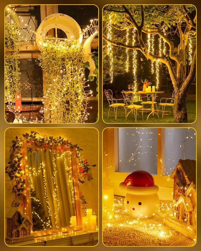 Alt view image 5 of 7 - Fairy Lights Battery Operated, Twinkle String Waterproof Silver Wire 5 Feet 60 Led Firecracker Starry for DIY Wreath Home Wedding Party Bedroom Mason Jar Holiday Christmas, Warm White