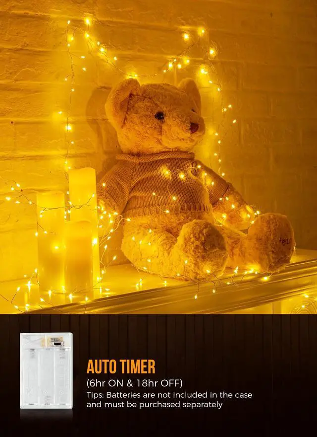 Alt view image 6 of 7 - Fairy Lights Battery Operated, 10Ft 120 LED Firecracker String Lights, Waterproof Silver Wire Starry Firefly Light for DIY Wreath Wedding Indoor Outdoor Christmas Garden Decorations