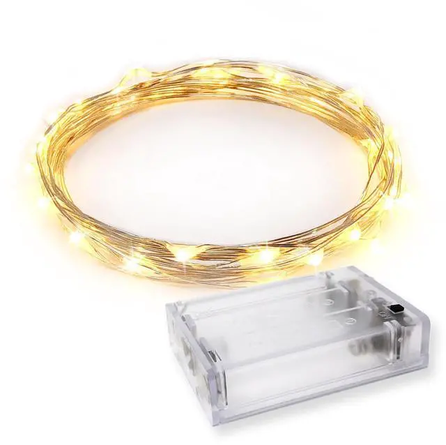 Main image of 30 LED Wire Twinkle Fairy Lights, Battery Powered, Waterproof Christmas, Holidays, Halloween, Wedding Bedroom, Living Room 9.5 Ft, Warm White, Indoor & Outdoor