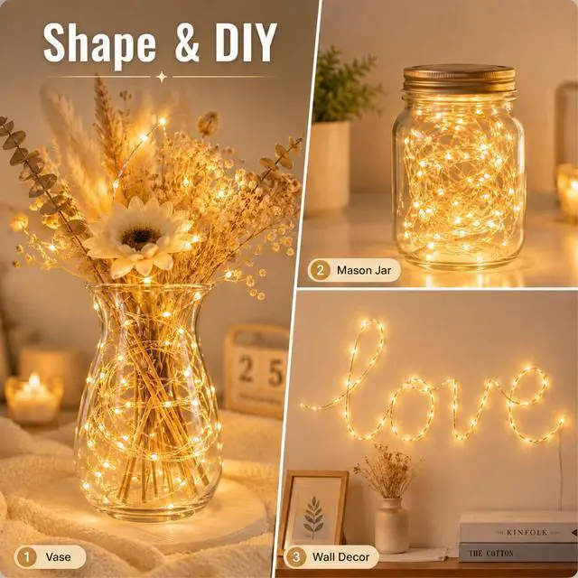 Alt view image 3 of 7 - 6 Pack Fairy Lights Battery Operated, 7ft 20LED