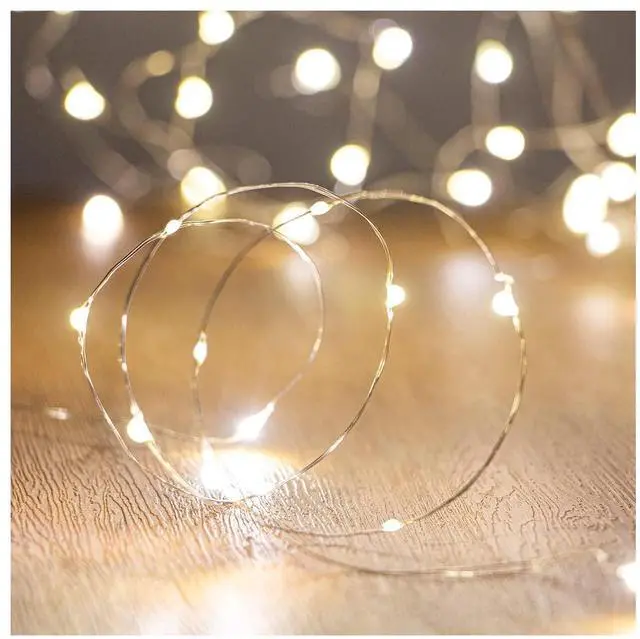 Main image of Waterproof LED Fairy String Lights - Battery Operated for Indoor & Outdoor Decoration, Wedding, Home Parties, Christmas & Holidays (Warm White, 32.8Ft)