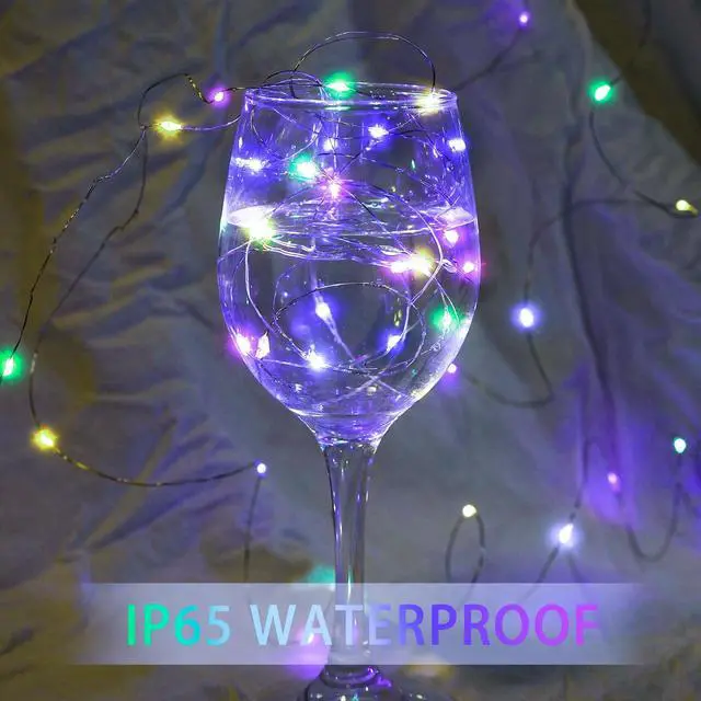 Alt view image 4 of 6 - 8 Pack Fairy Lights 7Ft 20 LED Twinkle String Lights 3 Modes Battery Operated Waterproof Firefly Starry for Mason Jar Party Wedding Easter Valentines Day Table Centerpieces,Rainbow-Pastel