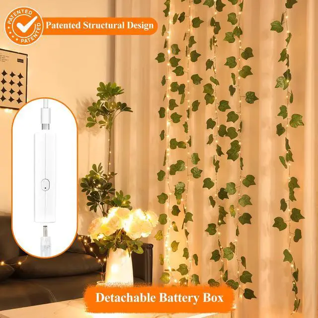 Alt view image 6 of 7 - Rechargeable Fairy Lights, 16FT 50 LED Battery Operated String Lights with Timer, Type-C, 8 Modes, Waterproof Twinkle Lights for Bedroom Wedding Christmas Decor, Warm White