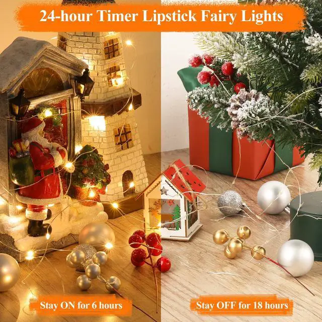 Alt view image 4 of 7 - Rechargeable Fairy Lights, 16FT 50 LED Battery Operated String Lights with Timer, Type-C, 8 Modes, Waterproof Twinkle Lights for Bedroom Wedding Christmas Decor, Warm White