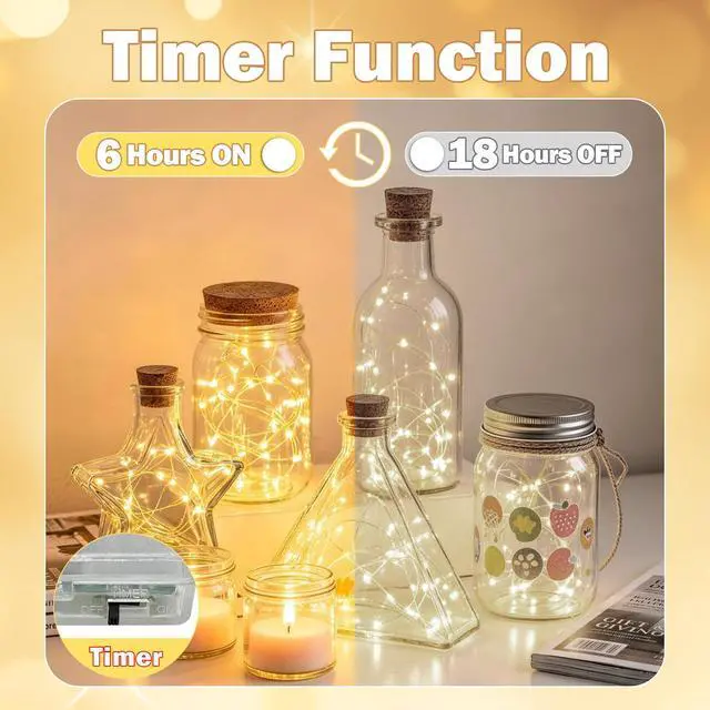 Alt view image 4 of 4 - Fairy Lights Battery Operated, 20LED Twinkle Lights with Timer