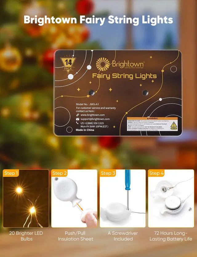 Alt view image 2 of 7 - 14 Pack LED Fairy Lights Battery Operated String Lights