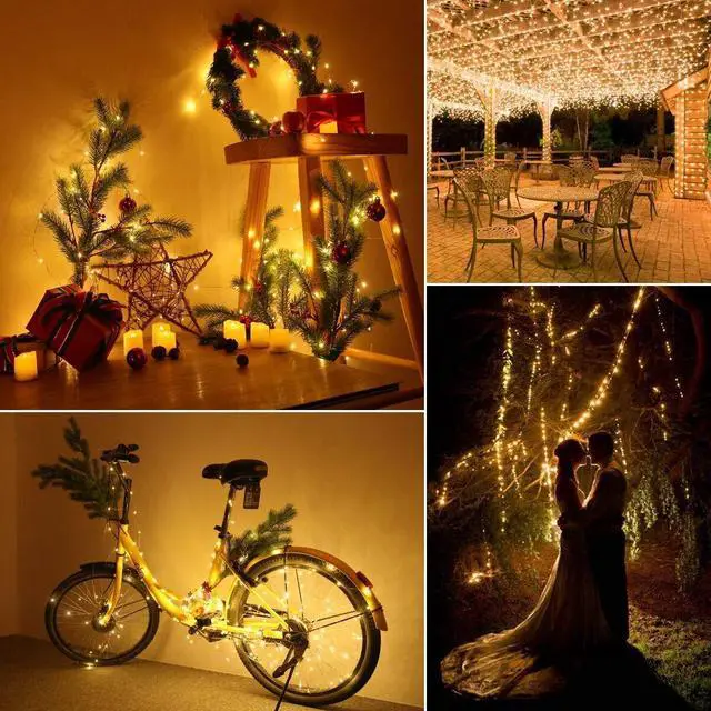 Alt view image 6 of 7 - Solar Fairy Lights Outdoor, 2 Pack Total 66ft 200 LED,Warm White