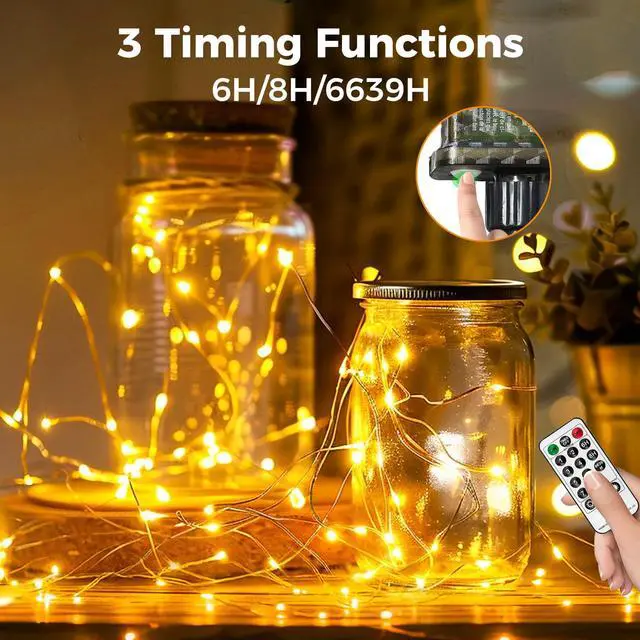 Alt view image 3 of 7 - Fairy Lights Plug in with Remote, 33FT 100 LED Twinkle Lights