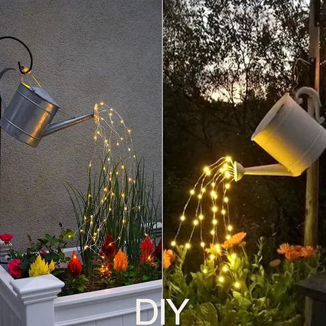 Alt view image 5 of 7 - 10 Strands 200 LEDs Hanging Twinkle Fairy Lights Battery Operated with Remote, Waterproof Waterfall Vine String Lights Silver Wire Branch Lights with Timer for Outdoor DIY Watering Can Lights