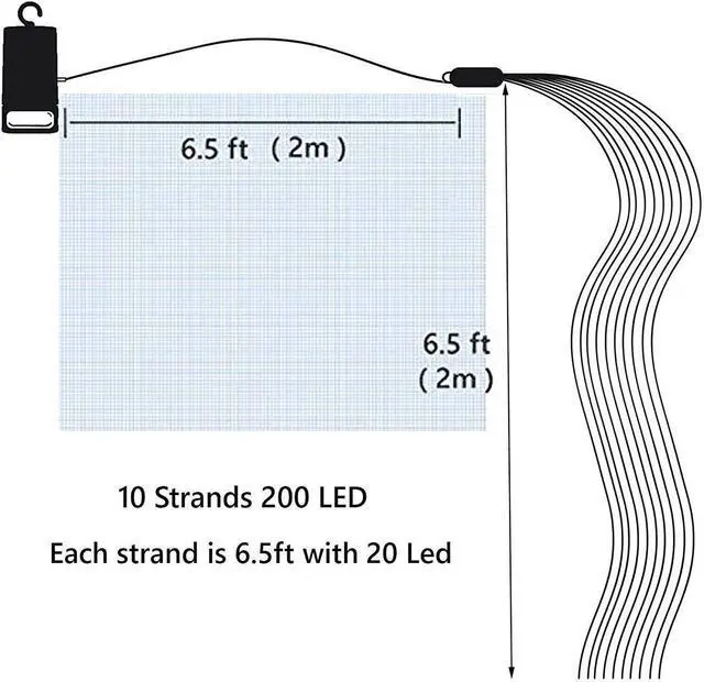 Alt view image 7 of 7 - 10 Strands 200 LEDs Hanging Twinkle Fairy Lights Battery Operated with Remote, Waterproof Waterfall Vine String Lights Silver Wire Branch Lights with Timer for Outdoor DIY Watering Can Lights