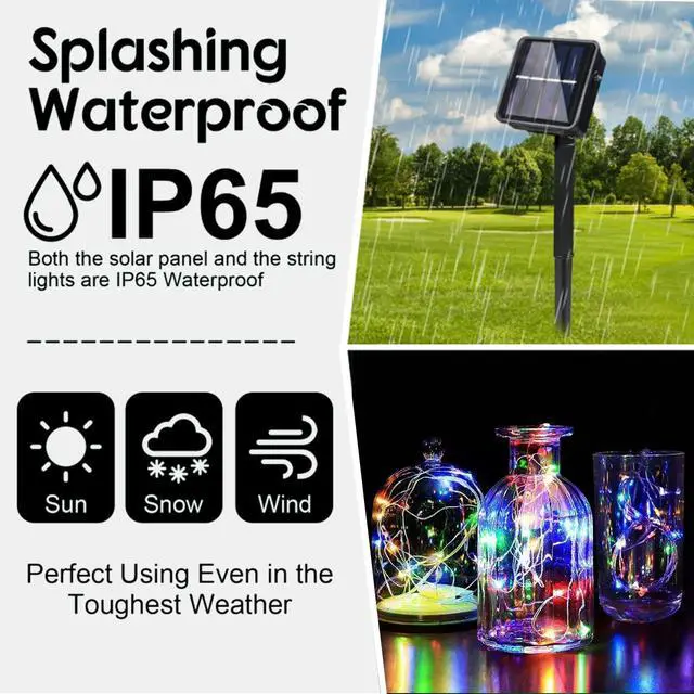 Alt view image 6 of 6 - 200 LED Solar Fairy String Lights, 2 Pack Christmas Copper Wire Lights