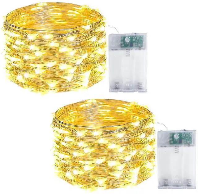 Main image of 2 Pack Fairy Lights Battery Operated 16 FT 50 LED String Lights Warm White