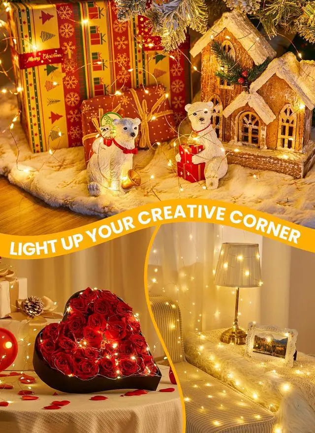Alt view image 3 of 7 - Fairy Lights with Remote, 66 Feet 200 Led Firefly String Lights Plug in for Bedroom Home Wall Ceiling Christmas Tree Wreath Craft Wedding Party Indoor Outdoor Decoration, Warm White