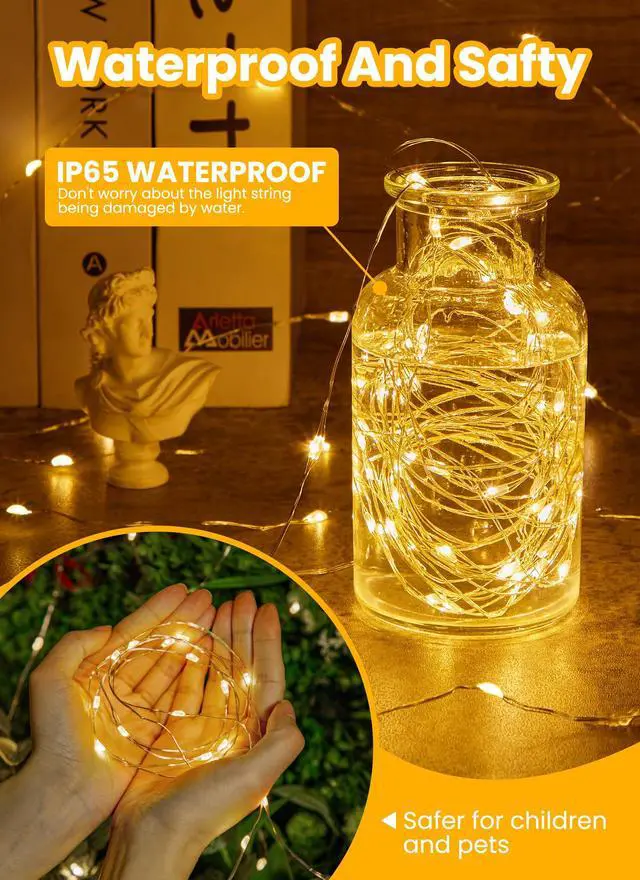 Alt view image 5 of 7 - Fairy Lights with Remote, 66 Feet 200 Led Firefly String Lights Plug in for Bedroom Home Wall Ceiling Christmas Tree Wreath Craft Wedding Party Indoor Outdoor Decoration, Warm White