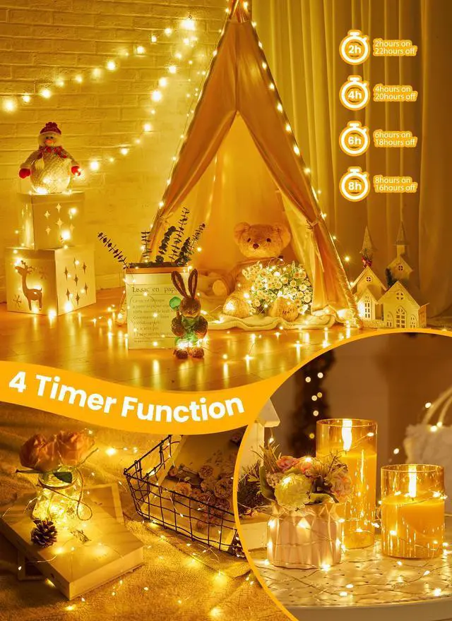 Alt view image 4 of 7 - Fairy Lights with Remote, 66 Feet 200 Led Firefly String Lights Plug in for Bedroom Home Wall Ceiling Christmas Tree Wreath Craft Wedding Party Indoor Outdoor Decoration, Warm White