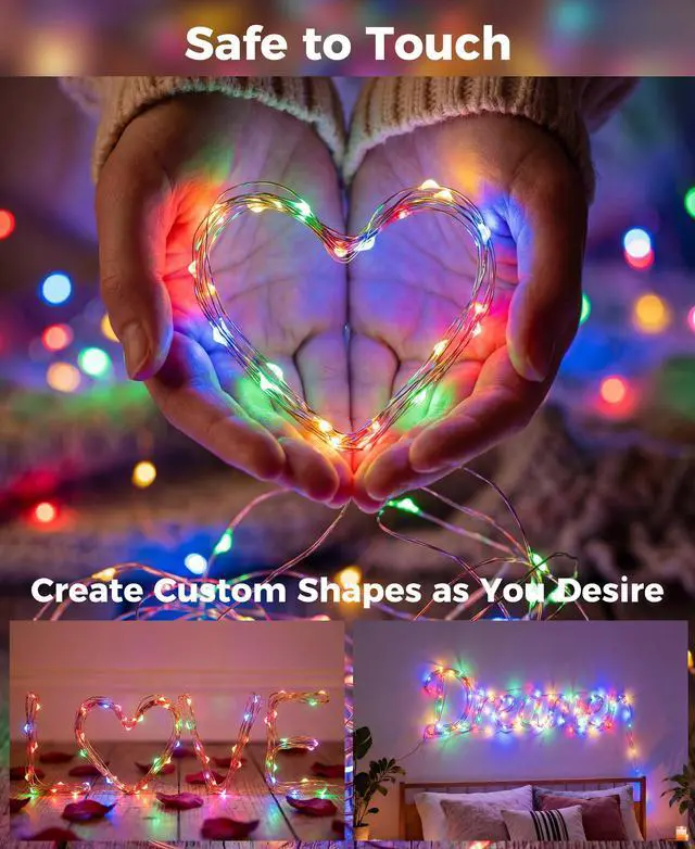 Alt view image 2 of 7 - Plug-in Fairy Lights, 66 Ft 200 LED String Light with Remote, 8 Modes, Timer and Dimming Twinkle Lights for Indoor, Bedroom, Party, Decoration, Holiday, Multi-Colored