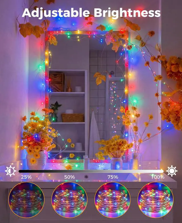 Alt view image 4 of 7 - Plug-in Fairy Lights, 66 Ft 200 LED String Light with Remote, 8 Modes, Timer and Dimming Twinkle Lights for Indoor, Bedroom, Party, Decoration, Holiday, Multi-Colored