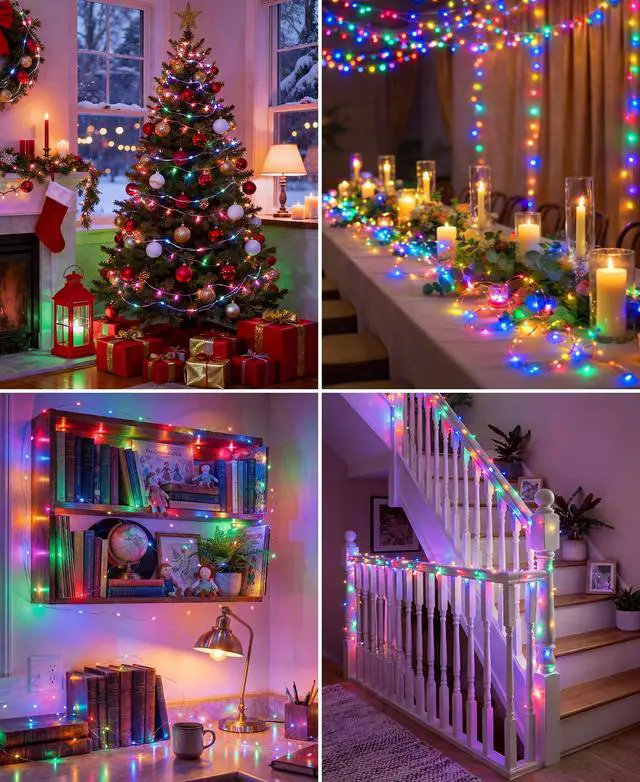 Alt view image 6 of 7 - Plug-in Fairy Lights, 66 Ft 200 LED String Light with Remote, 8 Modes, Timer and Dimming Twinkle Lights for Indoor, Bedroom, Party, Decoration, Holiday, Multi-Colored