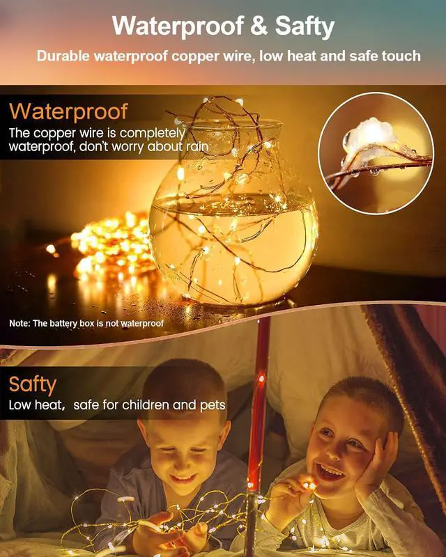 Alt view image 5 of 7 - 20 Pack Fairy Lights Battery Operated, 3.3ft 20 LED Mini String Lights Twinkle Lights Copper Wire Firefly Starry Lights for Mason Jars Wedding Party Christmas Centerpiece Table Decorations, Warm White