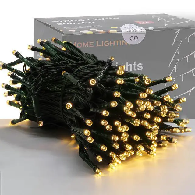 Main image of 66ft Christmas Decorative Mini Lights, 200 LED Green Wire Fairy Starry String Lights Plug in, 8 Lighting Modes, for Indoor Outdoor Xmas Tree Wedding Party Decoration (Warm White)