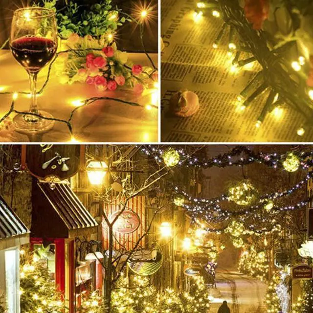 Alt view image 4 of 7 - 66ft Christmas Decorative Mini Lights, 200 LED Green Wire Fairy Starry String Lights Plug in, 8 Lighting Modes, for Indoor Outdoor Xmas Tree Wedding Party Decoration (Warm White)