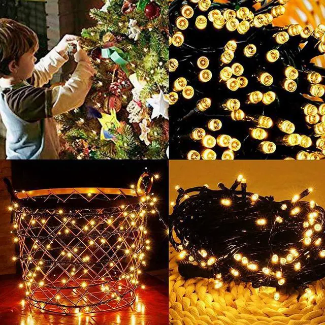 Alt view image 7 of 7 - 66ft Christmas Decorative Mini Lights, 200 LED Green Wire Fairy Starry String Lights Plug in, 8 Lighting Modes, for Indoor Outdoor Xmas Tree Wedding Party Decoration (Warm White)