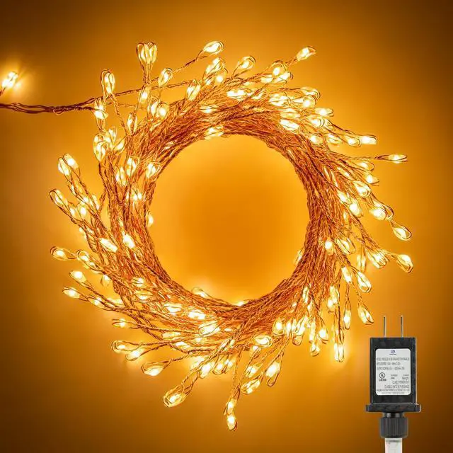 Main image of Fairy Lights Plug in, 10Feet 200 Led Cluster Lights Waterproof Starry String Lights for Ceiling Bedroom Wreath Window Wedding Christmas Tree Decoration, Warm White