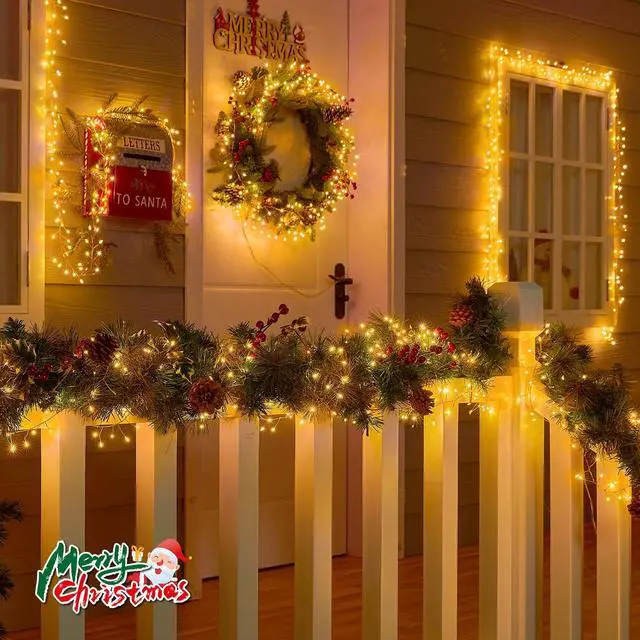 Alt view image 7 of 7 - Fairy Lights Plug in, 10Feet 200 Led Cluster Lights Waterproof Starry String Lights for Ceiling Bedroom Wreath Window Wedding Christmas Tree Decoration, Warm White