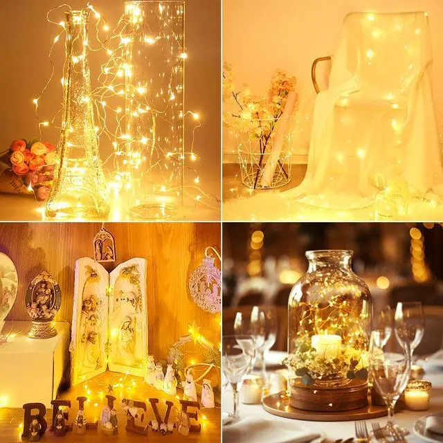 Alt view image 4 of 5 - 30 Pack LED Fairy Lights Battery Operated, 7FT 20 LED Mini Twinkle String Lights Battery Powered Waterproof for Christmas Mason Jars Party (Warm White)