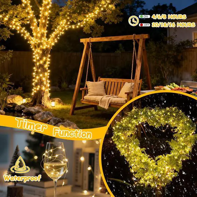 Alt view image 5 of 7 - 500LED Fairy Lights Twinkle String Light Plug in, 164ft Bendable Silver Copper Wire Firefly Lights, 12Modes with Timer Remote, Warm White Decor for Indoor Outdoor Room Wedding Party Christmas