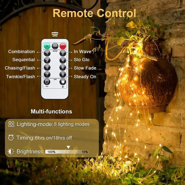 Alt view image 5 of 7 - 2 Pack Fairy Lights Battery Operated with Remote, Warm White