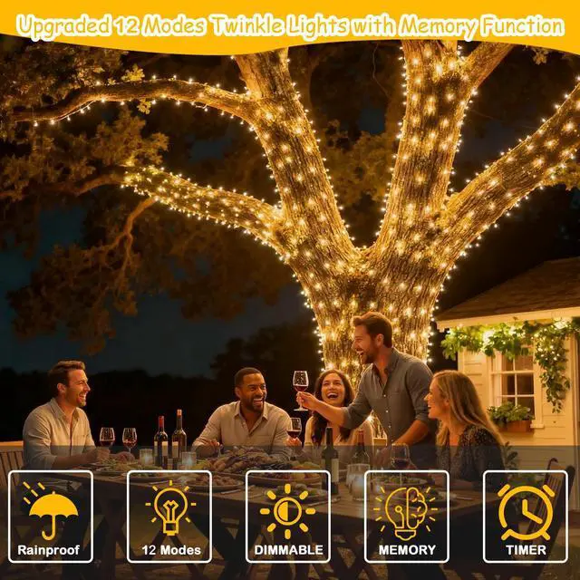 Alt view image 7 of 7 - 500LED Fairy Lights Twinkle String Light Plug in, 164ft Bendable Silver Copper Wire Firefly Lights, 12Modes with Timer Remote, Warm White Decor for Indoor Outdoor Room Wedding Party Christmas