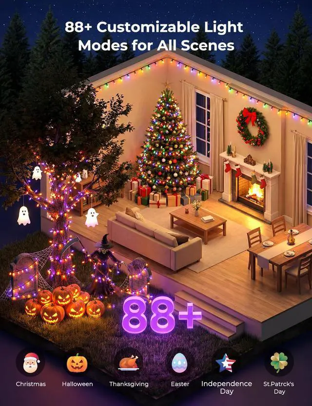 Alt view image 3 of 7 - 82ft 250LED Smart Color Changing Christmas Halloween Tree Lights