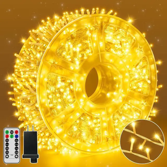 Main image of Christmas String Lights 1200LED 196FT, 8 Modes Dimmable Fairy Lights with Remote and Timer, Waterproof Warm Christmas Lights for Indoor Outdoor Bedroom Wedding Party Holiday Decor (Warm White)
