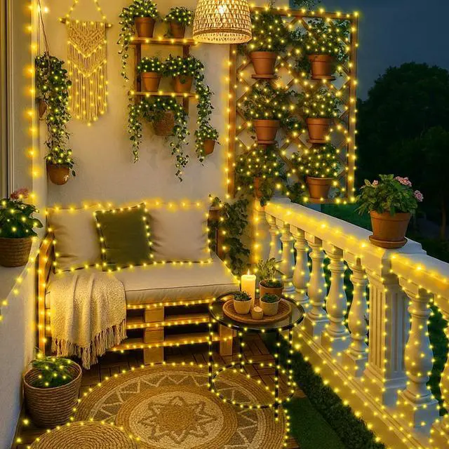 Alt view image 4 of 7 - 203FT 600LED Outdoor Fairy Lights Plug in Warm White Christmas Decor