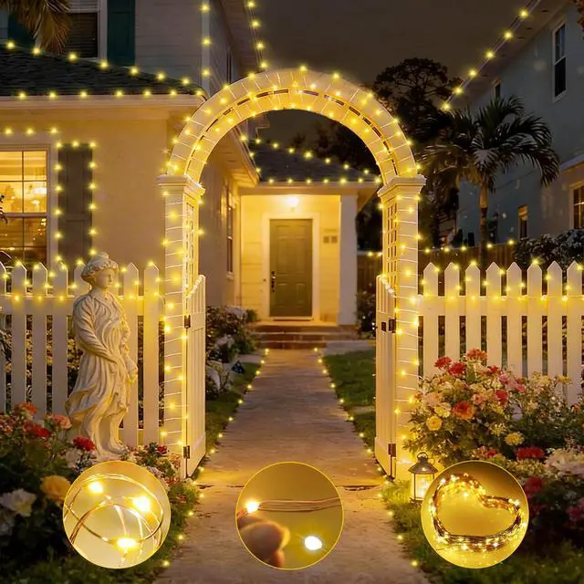 Alt view image 3 of 7 - 203FT 600LED Outdoor Fairy Lights Plug in Warm White Christmas Decor