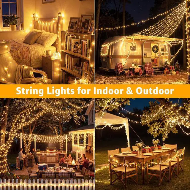Alt view image 4 of 7 - Christmas String Lights 1200LED 196FT, 8 Modes Dimmable Fairy Lights with Remote and Timer, Waterproof Warm Christmas Lights for Indoor Outdoor Bedroom Wedding Party Holiday Decor (Warm White)