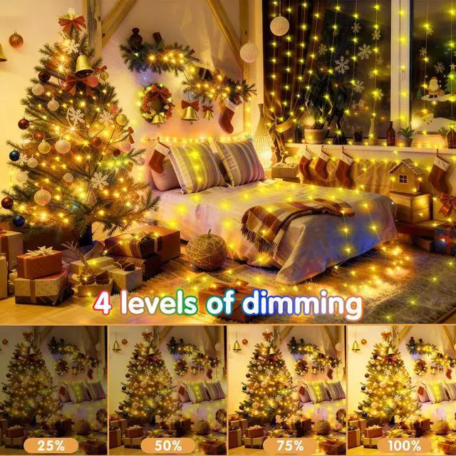 Alt view image 5 of 7 - 203FT 600LED Outdoor Fairy Lights Plug in Warm White Christmas Decor