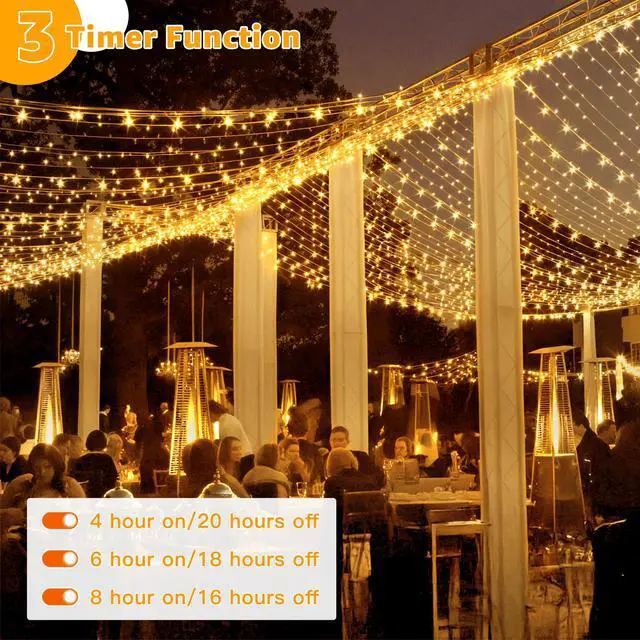 Alt view image 6 of 7 - Christmas String Lights 1200LED 196FT, 8 Modes Dimmable Fairy Lights with Remote and Timer, Waterproof Warm Christmas Lights for Indoor Outdoor Bedroom Wedding Party Holiday Decor (Warm White)